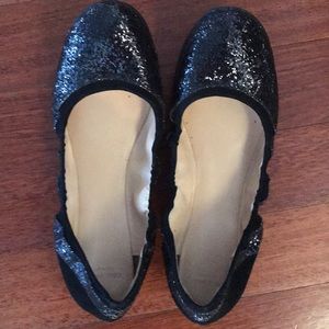 Black glitter Kenneth Cole Ballet flats.